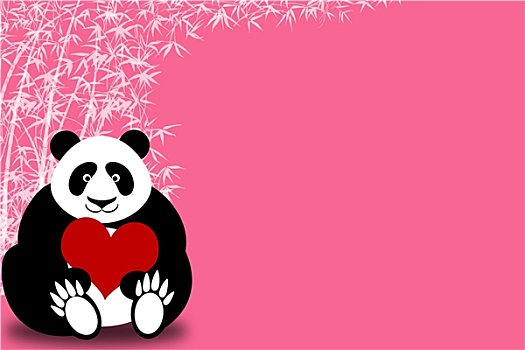 高兴,情人节,熊猫,拿着,心形