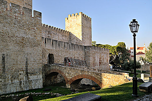 入口,区域,摩尔风格,城堡,乔治,里斯本,葡萄牙,欧洲