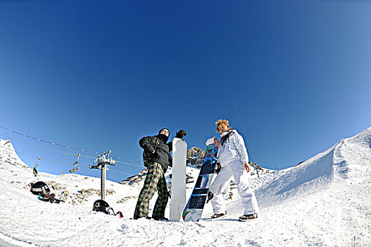 冬天,女人,滑雪,运动,有趣,旅行,滑雪板