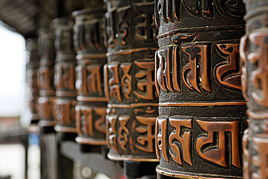 转经轮,四眼天神庙,加德满都,尼泊尔,亚洲