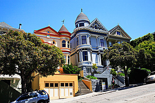彩色,房子,旧金山