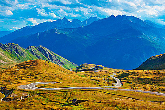 阿尔卑斯山,山景,道路