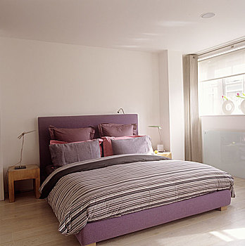 粉色,软垫,床,条纹,被面