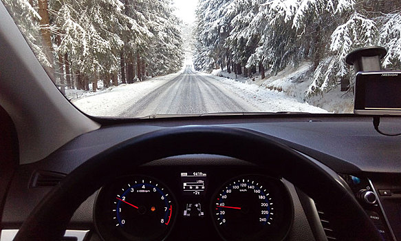 雪,林道,风景,汽车,挡风玻璃,德国,欧洲