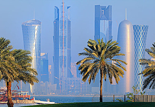 摩天大楼,商务区,西部,湾区,多哈,卡塔尔
