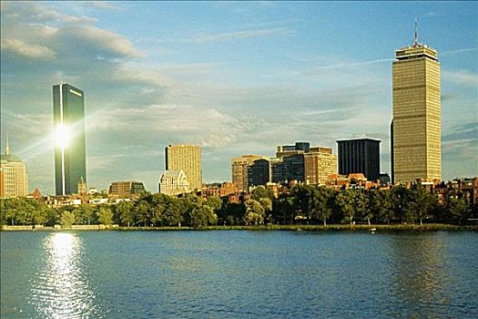 建筑,日落,约翰-汉考克大厦,波士顿,马萨诸塞,美国