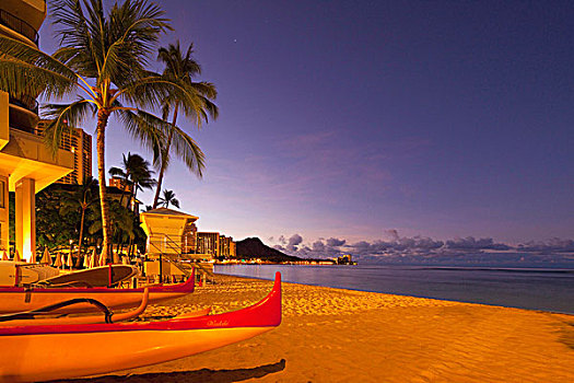 日出,威基基海滩,檀香山,瓦胡岛,夏威夷