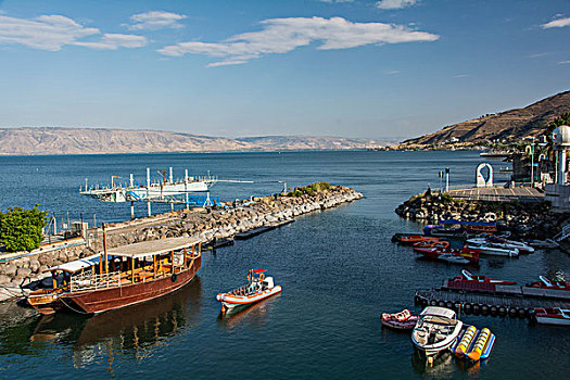 以色列,加利利海,运输,码头,旅游,船