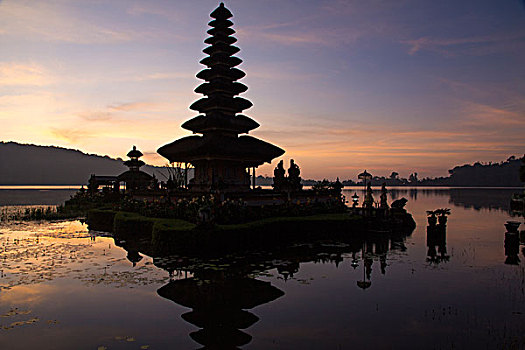 印度尼西亚,巴厘岛,日出,水,庙宇,普拉布拉坦寺,布拉坦湖