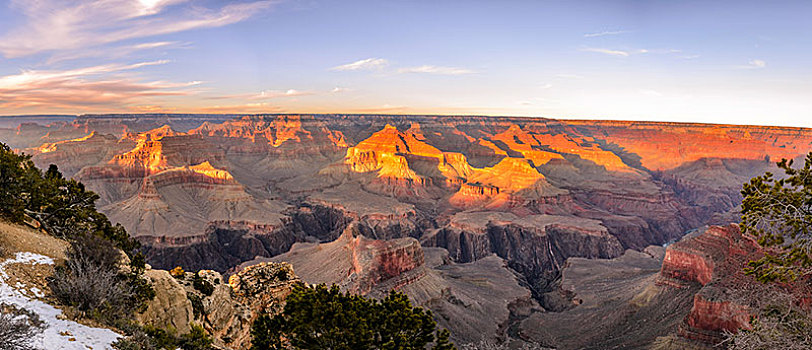 峡谷,大峡谷,夜光,日落,风景,侵蚀,石头,南缘,大峡谷国家公园,亚利桑那,美国,北美