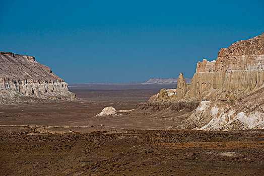 岩石构造,山谷,城堡,沮丧,荒芜,区域,哈萨克斯坦