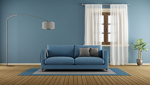 蓝色,客厅,房间,木质