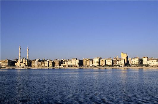 埃及,全视图,城市,湖,正面,蓝天