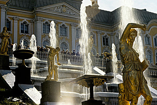 俄罗斯,彼得斯堡,喷泉,彼得宫