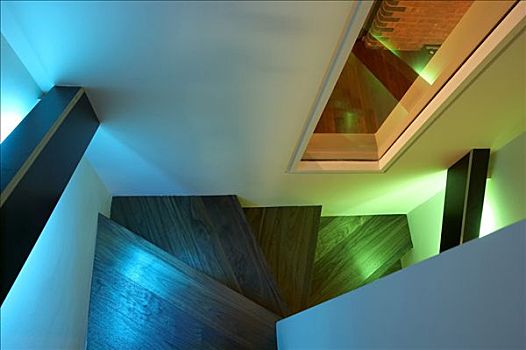 住宅,楼梯,特写,青色,绿色,亮光