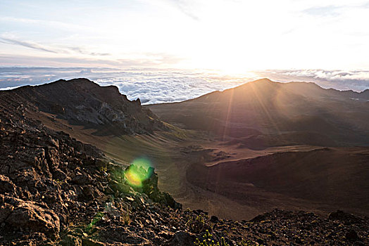 日出,上方,哈雷阿卡拉火山,火山,毛伊岛,夏威夷