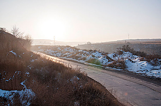 冬季黄土高原的道路