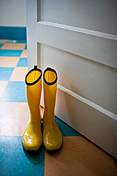一对,黄色,雨鞋