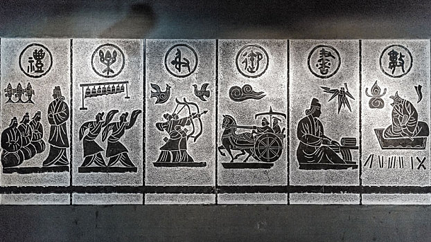 礼乐射御书数六艺,河南省安阳中国文字博物馆漆画