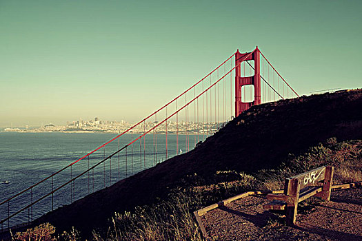 金门大桥,旧金山,上方,山,著名地标