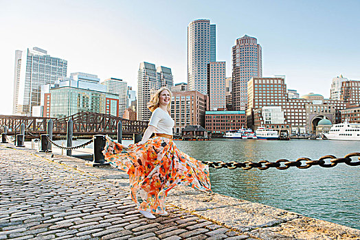 美女,跳舞,码头,头像,波士顿,马萨诸塞,美国