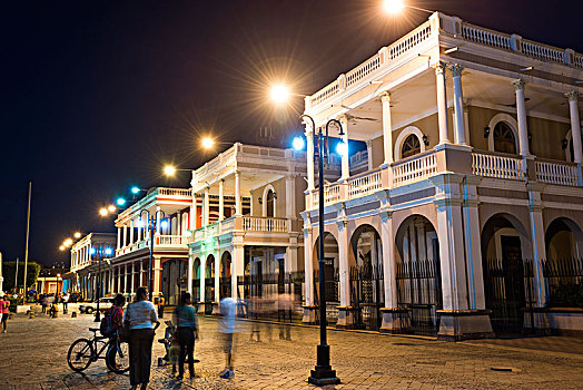 晚间,大广场,公园,中心,老城,格拉纳达,尼加拉瓜,中美洲