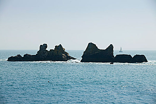 石头,海岸,半岛,布列塔尼半岛,法国