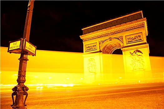 拱形,夜晚,巴黎