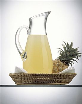 菠萝汁,玻璃器具,菠萝,篮子