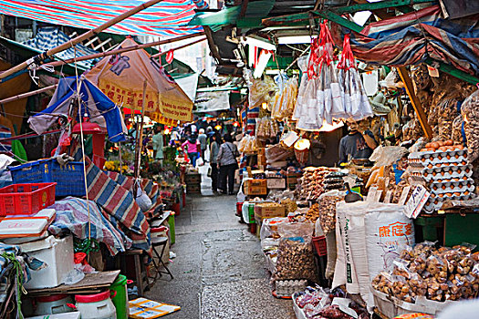 食品市场,街道,中心,香港