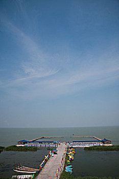 吉林省前郭县中国十大淡水湖之一,查干湖,游船码头