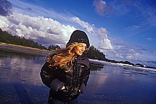 女人,景色,温哥华岛,不列颠哥伦比亚省,加拿大