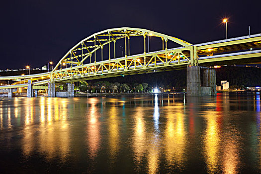 堡垒,桥,上方,河,匹兹堡,宾夕法尼亚,美国