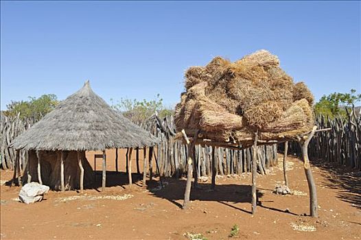稻草,存储,人,户外,博物馆,文化,乡村,纳米比亚,非洲
