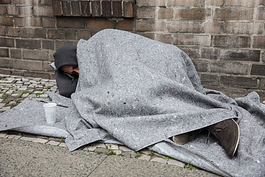 无家可归,男人,睡觉,街上