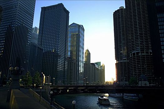 芝加哥,建筑,小船