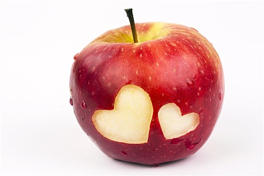 两个,心形,新鲜,苹果,情人节