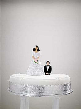 新娘新郎,小雕像,婚礼蛋糕