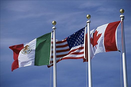 旗帜,墨西哥,美国,加拿大