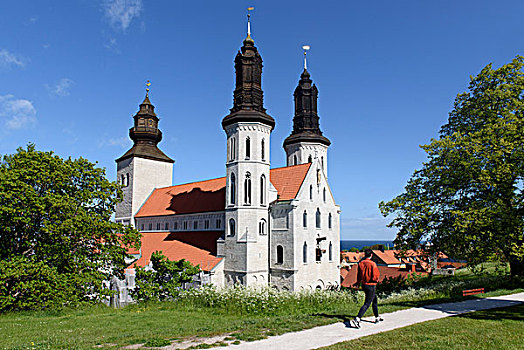 大教堂,世界遗产,维斯比,哥特兰岛,瑞典,欧洲
