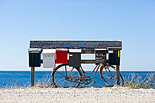 信箱,自行车,海洋,背景