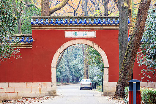 南京灵谷景区红墙拱门