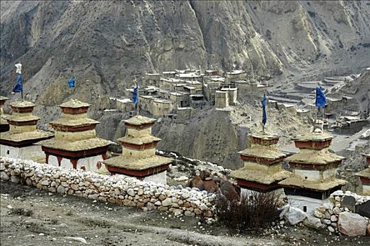 寺院,喇嘛寺,上方,山村,安娜普纳地区,尼泊尔