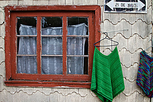 木质,窗户,奇洛埃,智利