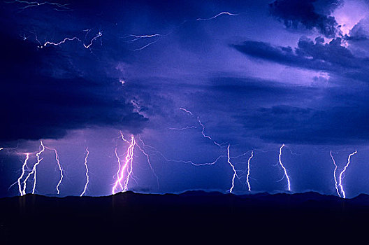 展示,电,风暴,多,闪电,空气,云,山,亚利桑那州南部,美国