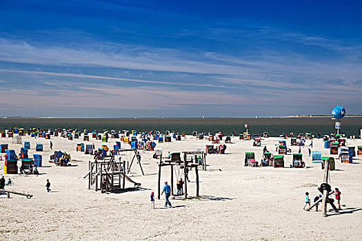 沙滩椅,公用,浴,海滩,东方,下萨克森,德国,欧洲