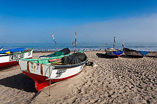 智利,塞雷纳,渔船,海滩