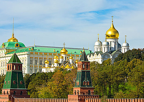 塔,莫斯科,克里姆林宫,宫殿,大教堂,天使长,圣母报喜大教堂,俄罗斯,欧洲