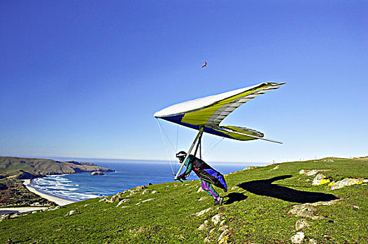 悬挂式滑翔机,靠近,南岛,新西兰