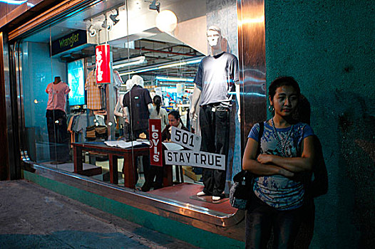女人,正面,流行,购物,地点,市区,马尼拉,菲律宾,二月,2007年